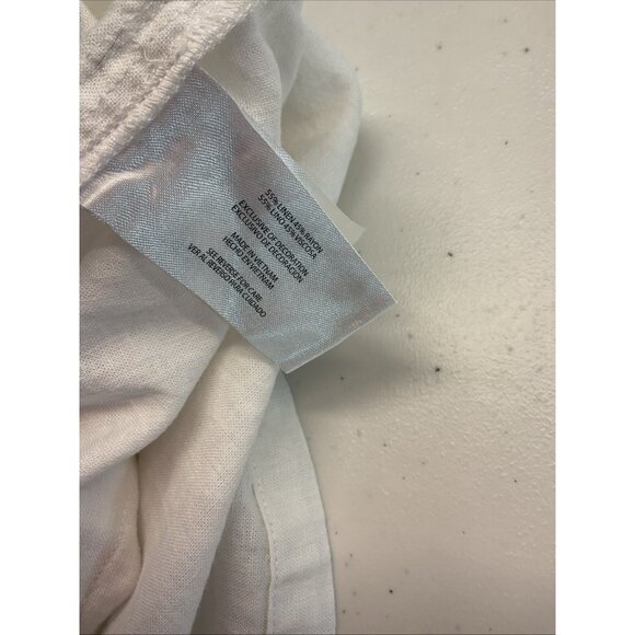 Orvis Women's Button-Up Short Sleeves Linen Blend Shirt White Beach Summer L - Picture 8 of 11